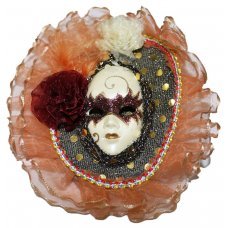 Χριστουγεννιάτικη Κρεμαστή Μάσκα με Πορτοκαλί Τούλι (11cm)